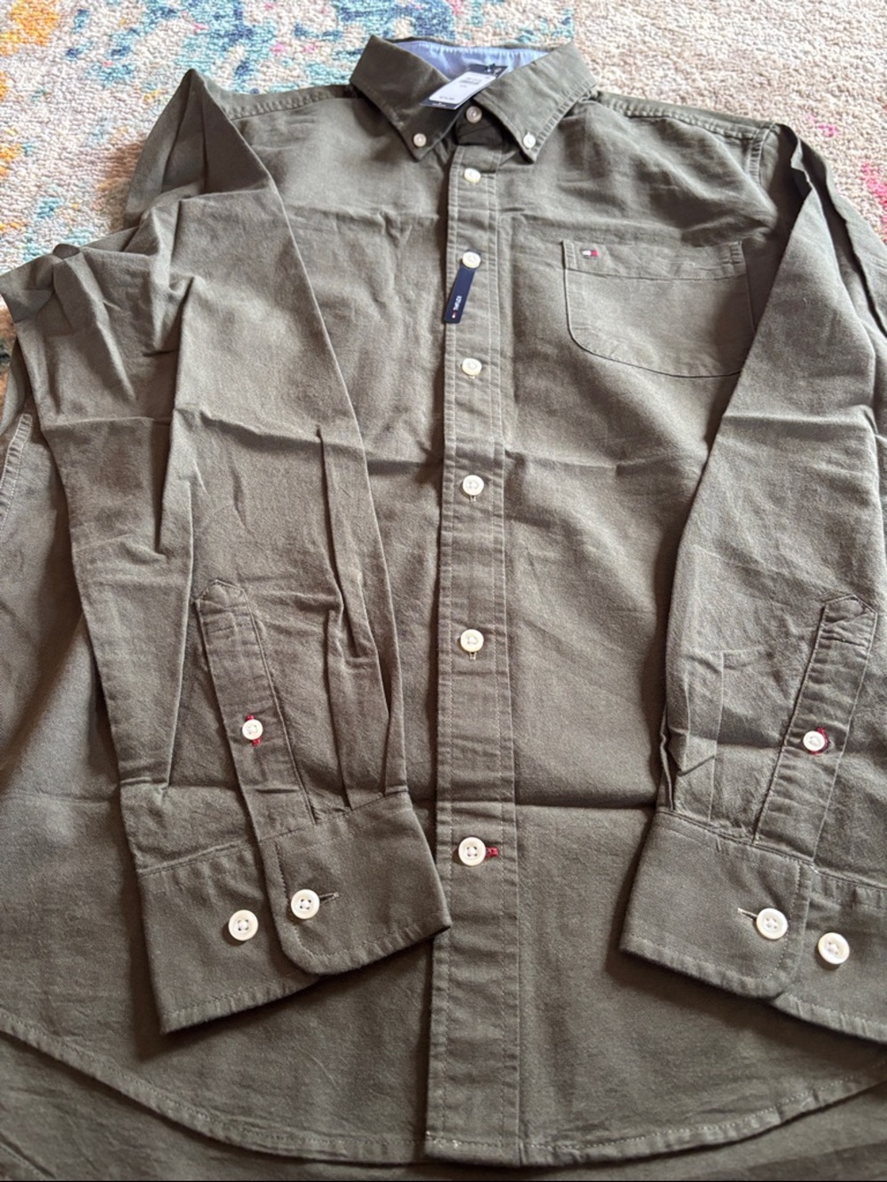Tommy Hilfiger Olive Green Button-Down Shirt NWT